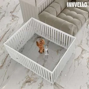 INNVELLO Dog Playpens Indoor in Strong Plastic,14 Panel,25.6in H Non-Slip Puppy Playpen,Pet Playpen Indoor Suitable for Small Dogs,Easy to Install and Remove playpen for Dogs Indoor,White Puppy Pen