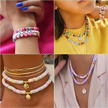 Golray 4800 Pcs Flat Round Polymer Clay Spacer Beads for Jewelry Making Bracelets Necklace Earring DIY Craft Kit with Pendant and Jump Rings - Creat 30-40 Pack Bracelets (6mm 18 Colors Beads)