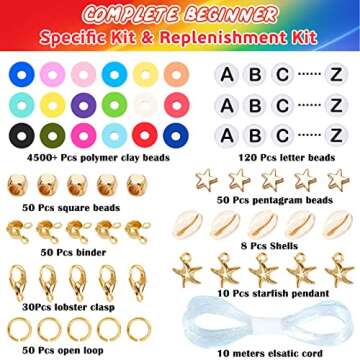 Golray 4800 Pcs Flat Round Polymer Clay Spacer Beads for Jewelry Making Bracelets Necklace Earring DIY Craft Kit with Pendant and Jump Rings - Creat 30-40 Pack Bracelets (6mm 18 Colors Beads)