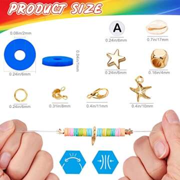 Golray 4800 Pcs Flat Round Polymer Clay Spacer Beads for Jewelry Making Bracelets Necklace Earring DIY Craft Kit with Pendant and Jump Rings - Creat 30-40 Pack Bracelets (6mm 18 Colors Beads)