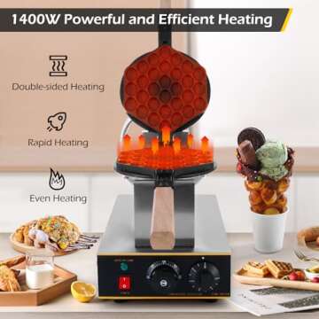 Dyna-Living 180° Rotating Bubble Waffle Maker - 1400W