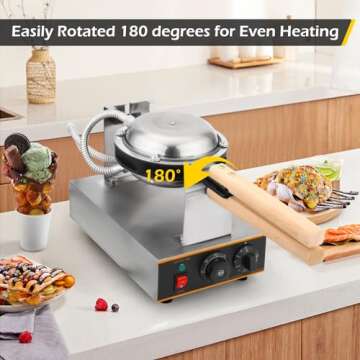 Dyna-Living 180° Rotating Bubble Waffle Maker - 1400W