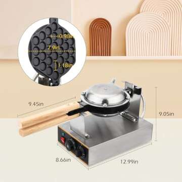 Dyna-Living 180° Rotating Bubble Waffle Maker - 1400W