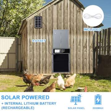 NyPots Solar Powered Automatic Chicken Coop Door with LCD Display & Timer