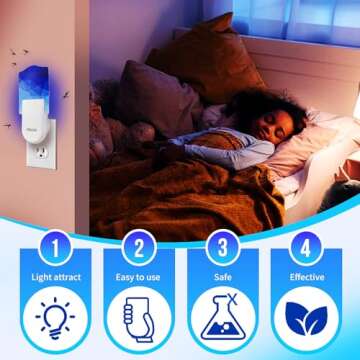 Indoor Flying Insect Trap & Night Light: 500 Sq Ft Bug Protection