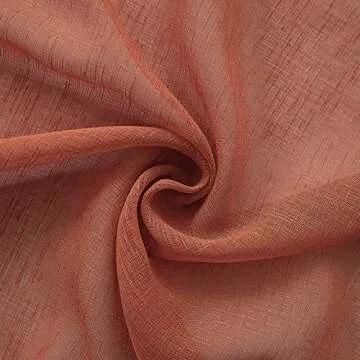KOUFALL Terracotta Sheer Curtains 84 Inches Long for Living Room 2 Panels Set Tab Top Linen Woven Textured Light Filtering Semi Transparent Rust Colored Curtains for Bedroom Girls 52x84 Inch Length