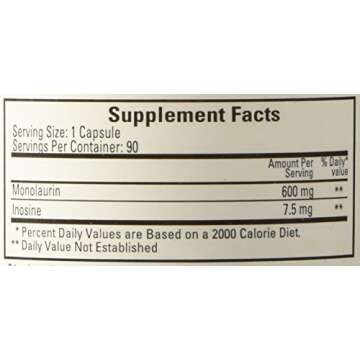 Ecological Formulas Monolaurin 600mg 90 Capsules