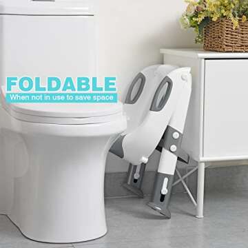 Toilet Potty Training Seat with Step Stool Ladder,711TEK Potty Training Toilet for Kids Boys Girls Toddlers-Comfortable Safe Potty Seat with Anti-Slip Pads Ladder(Grey)