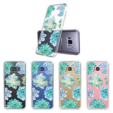 MOSNOVO Galaxy S8 Case, Galaxy S8 Clear Case, Tropical Succulents Pattern Clear Design Printed Transparent Plastic Hard Back Case with TPU Bumper Protective Case Cover for Samsung Galaxy S8 (2017)