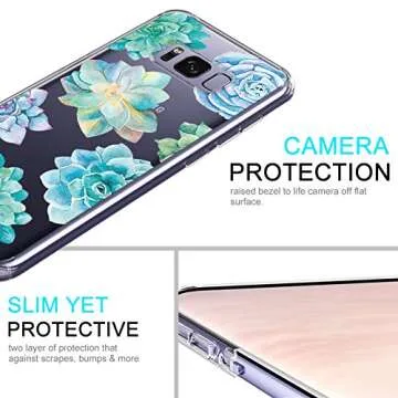 MOSNOVO Galaxy S8 Case, Galaxy S8 Clear Case, Tropical Succulents Pattern Clear Design Printed Transparent Plastic Hard Back Case with TPU Bumper Protective Case Cover for Samsung Galaxy S8 (2017)