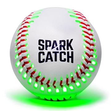 SPARK CATCH Light Up Baseball, Glow in The Dark for Boys, Girls, and Players, Official Size and Weight with Genuine Leather (Neon Green)