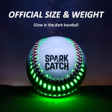 SPARK CATCH Light Up Baseball, Glow in The Dark for Boys, Girls, and Players, Official Size and Weight with Genuine Leather (Neon Green)