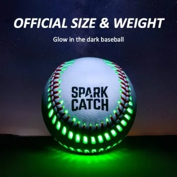 SPARK CATCH Light Up Baseball, Glow in The Dark for Boys, Girls, and Players, Official Size and Weight with Genuine Leather (Neon Green)
