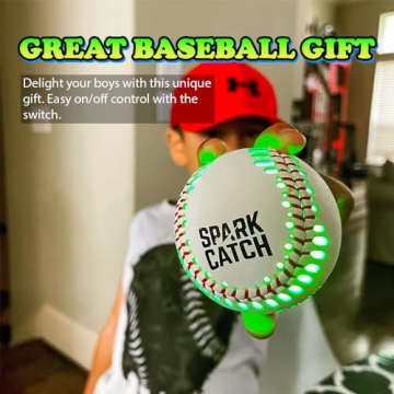 SPARK CATCH Light Up Baseball, Glow in The Dark for Boys, Girls, and Players, Official Size and Weight with Genuine Leather (Neon Green)