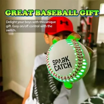 SPARK CATCH Light Up Baseball, Glow in The Dark for Boys, Girls, and Players, Official Size and Weight with Genuine Leather (Neon Green)