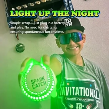 SPARK CATCH Light Up Baseball, Glow in The Dark for Boys, Girls, and Players, Official Size and Weight with Genuine Leather (Neon Green)