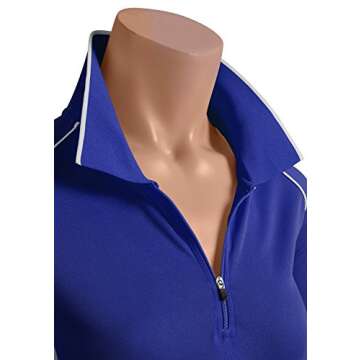 CLOVERY Functional Coolmax Moisture Wicking Short Sleeve Zipup Polo Shirt Cobalt 3XL