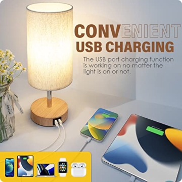 Yarra-Decor Touch Control Bedside Lamp with USB Port & Dimmable LED
