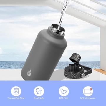 Insulated 64oz Water Bottles with Straw & Handle