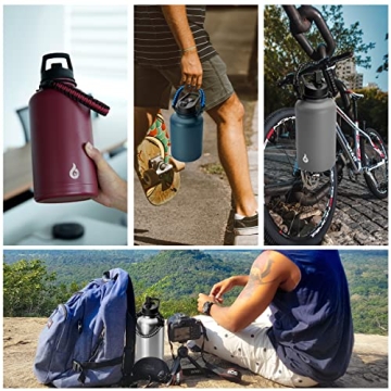 Insulated 64oz Water Bottles with Straw & Handle