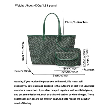 Stylish Women's Puffer Tote Handbags 3-piece Set in Green