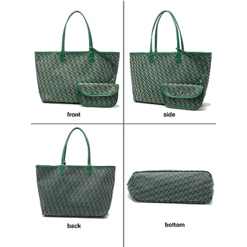 Stylish Women's Puffer Tote Handbags 3-piece Set in Green