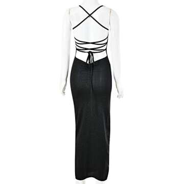 Sexy Glitter Bodycon Maxi Dress for Parties and Clubs