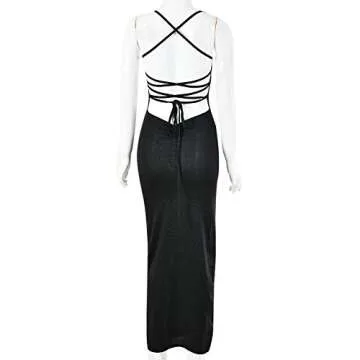 Sexy Glitter Bodycon Maxi Dress for Parties and Clubs