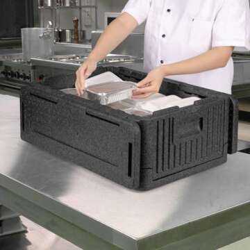 YUANHAO Black Flip Down Top Loading EPP Insulated Food Pan Carrier, 8" Deep Full-Size Pan Max Capacity
