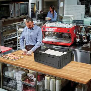 YUANHAO Black Flip Down Top Loading EPP Insulated Food Pan Carrier, 8" Deep Full-Size Pan Max Capacity