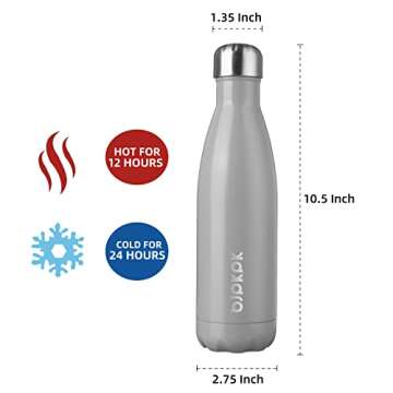 BJPKPK 17oz Insulated Stainless Steel Water Bottles,Sports Water Bottles Keep Cold for 24 Hours and ...