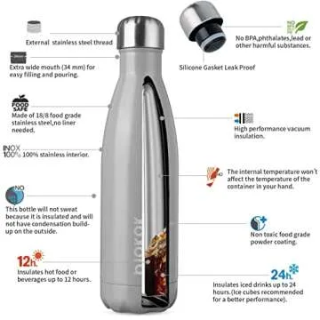 17oz Insulated Steel Water Bottle Keep Drinks Cold & Hot