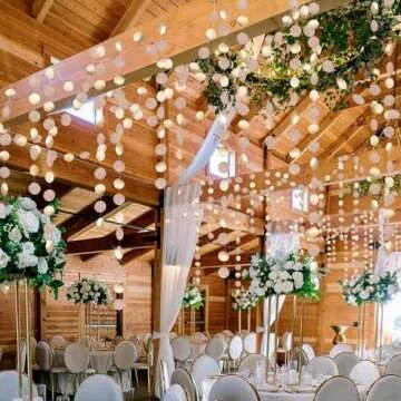 Decor365 Champagne Gold Birthday Decorations Glitter Dot Garland Circle Streamers Banner Backdrop Baby Showers Bridal Showers Christmas New Year Eve Anniversaries Graduations Holiday Parties Decor