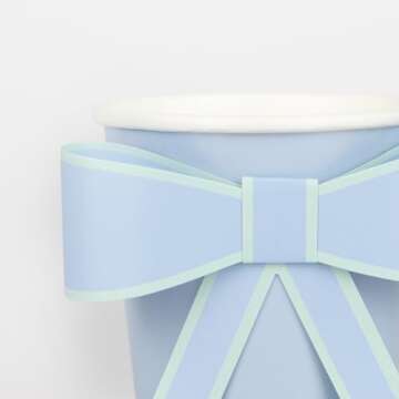 Meri Meri Pastel Bow Paper Cups (Pack of 8), Valentine's Day Party Cups, Disposable Cups, Kids and A...