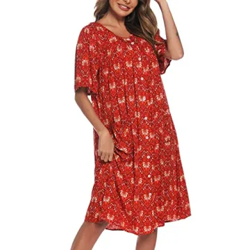 Stylish COSUNIONY Cotton House Dress with Pockets