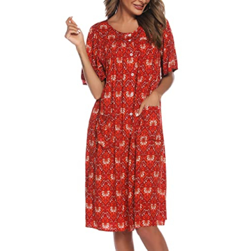 Stylish COSUNIONY Cotton House Dress with Pockets