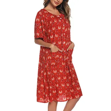 Stylish COSUNIONY Cotton House Dress with Pockets