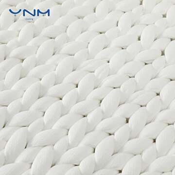 YnM Cooling Weighted Blanket, Handmade Chunky Yarn Knitted Design, Temperature Regulating and Breath...
