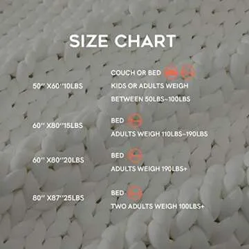 YnM Cooling Weighted Blanket, Handmade Chunky Yarn Knitted Design, Temperature Regulating and Breathable, Machine Washable Throw for Sleep or Home Decor (White, 80x87 Inch, 25lbs)