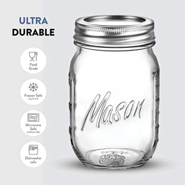 Paksh Novelty Mason Jars 16 oz - 6-Pack Airtight Containers