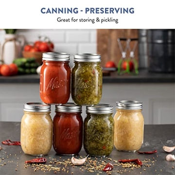 Paksh Novelty Mason Jars 16 oz - 6-Pack Airtight Containers