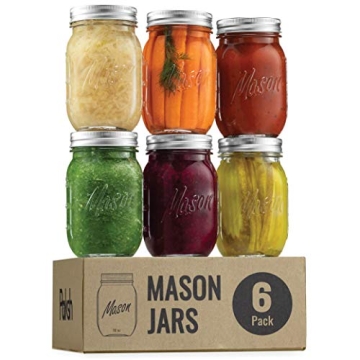 Paksh Novelty Mason Jars 16 oz - 6-Pack Airtight Containers