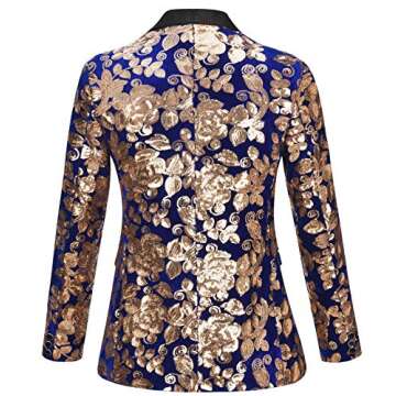 Men's Slim Fit Velvet Shiny Sequins Suit Jacket Blazer Stylish One Button Notch Lapel Tuxedo for Party,Wedding,Banquet,Prom