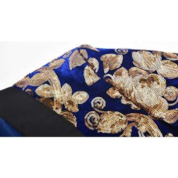 Men's Slim Fit Velvet Shiny Sequins Suit Jacket Blazer Stylish One Button Notch Lapel Tuxedo for Party,Wedding,Banquet,Prom