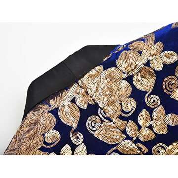 Men's Slim Fit Velvet Shiny Sequins Suit Jacket Blazer Stylish One Button Notch Lapel Tuxedo for Party,Wedding,Banquet,Prom