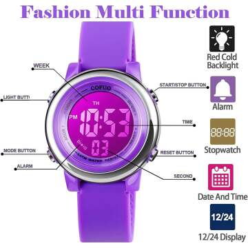 Waterproof Kids Digital Sports Watch with Alarm