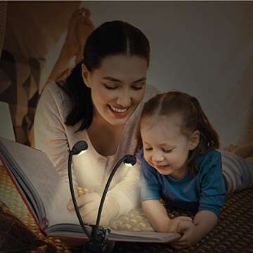 Vekkia Rechargeable 12 LED Warm Book Light, Clip On Bed Reading Light, Music Stand Lamp, 2 Brightnes...