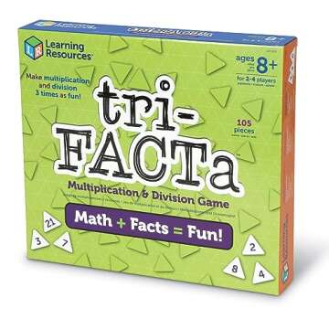 Learning Resources tri-FACTa Multiplication & Division Game, Homeschool, Math Game, 2-4 Players, 104...