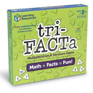 Learning Resources tri-FACTa Multiplication & Division Game, Homeschool, Math Game, 2-4 Players, 104 Piece Set, Ages 8+