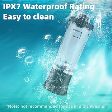 Portable Blender, BOSICTE Personal Size Blender for Shakes and Smoothies with 6 Blades, 20 Oz Mini Blender Cup with Travel Lid and USB Rechargeable for Office, Gym, Kitchen (Black)